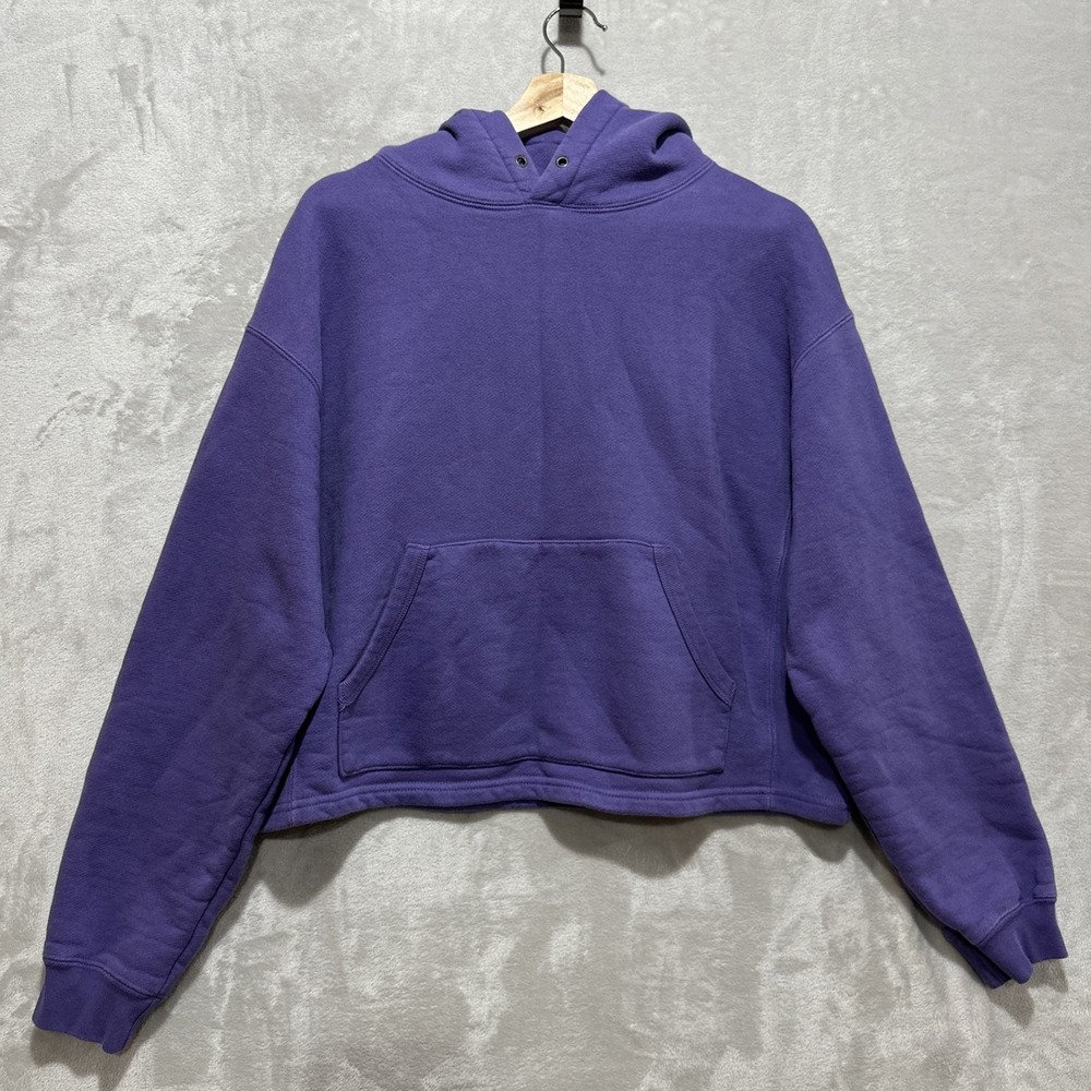 Yellow Label Co. Heavy Cropped Hoodie‎ Women's Size L Purple Long Sleeve Pocket